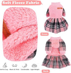 Dog Sweater Dog Winter Clothes for Small Dogs Boy Girl Fall Doggie Dress Warm Fleece Chihuahua Yorkie Teacup Puppy Sweaters Dresses Doggy Sweater for Small Dogs Girl Cat Outfits, Pink Plaid, XXS