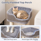Tangkula Small Cat Tree for Indoor Cats, Modern Carpeted Cat Tower with Soft Plush Perch, Cat Condo Cat Bed with Scratching Posts, Dangling Ball, Cute Cat Activity Tree for Play Rest (Light Gray)