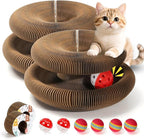 2 PCS Magic Organ Cat Scratcher Board with 6 Balls, Foldable Recyclable Accordion Cats Toy with Ball and Track Adventure, Cat Scratching Pad, Retractable Reversible Furniture Protector(Brown)