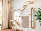 FUKUMARU Cat Activity Tree with Scratching Posts, Wall Mounted Jute Scratcher Pine Hammock