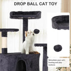 70" Multi-Level Cat Tree Tower with Scratching Posts, Toys & Condo - Space-Saving Design for Indoor Kittens, Compact Floor Footprint & Vertical Space for Multi-Cat Homes-Light Grey