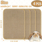 Rabbit Scratching Pad, Sisal Scratching Pad for Bunny, Guinea Pig, Cat. Resting Mats for Cages, Forage Grass Mat Indoor Essentials Accessories (4PCS)
