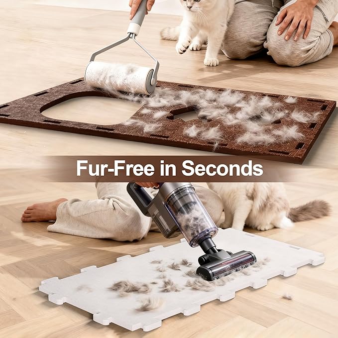 Felt Cat Cave House for Indoor Cats with Catnip Toy, Large Cat Bed Tunnel for Scratching Play, No-Tool Assemble Warm Silent Cat House for Large Cats Up to 22lb, Durable and Washable, Cream
