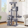 DWVO Cat Tower 70.8in for Indoor Cats: Multi-Tiered Feline Furnishing with Snug Cat Bed, Scratch Poles, Feline Window Cushioned Plush Roost for Young Cats Animal Activity Center Light Gray