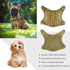 Tactical Dog Harness Tactical Puppy Vest with Rubber Handle K9 Military Adjustable Pet Vest Harness for Outdoor Training XS Dog Harness (Camouflage Harness with Leash)