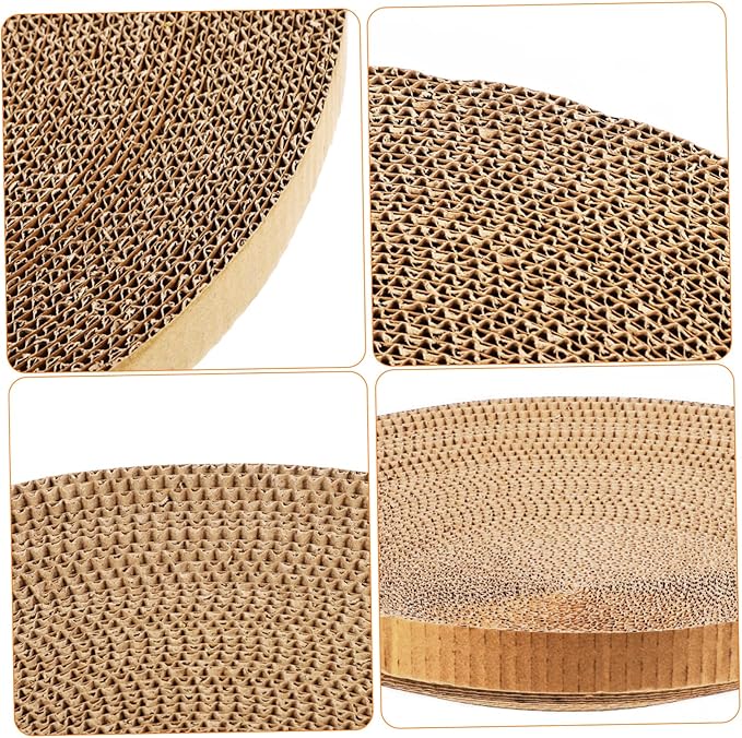 ABOOFAN Cat Scratch Board Replacement Core Round Corrugated Cardboard 14.43 Inch Durable Indoor Floor Cat Scratch Pad Refill for Kitten Play and Rest