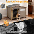 Outdoor Dog House Waterproof for Small to Medium Dogs Breeds with Openable Asphalt Roof, Anti-Chewing Iron Frame, Window, Weatherproof Indoor Outside (34" LX 22" WX 26.5" H)