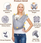 Dog Carriers for Small Dogs, Front Facing Small Dog Carrier, Hands Free Pet Carrier, Size Adjustable Cat Carriers, Reducing Back Pain, Safe Soft Cotton Cat Sling (Regular, Heather Gray)