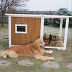 Dog House Outdoor, 59” Insulated Dog House, Weatherproof Outdoor Dog House Insulated with Elevated Floor and Openable Roof, Wooden Dog Houses Large