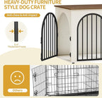 39.4" Wooden Dog Crate Furniture, Indoor Dog Kennel Dogs Cage for Small/Medium/Large Dogs, Heavy Duty Dog Crates Decorative Pet House End Side Table TV Stand, White Brown DFC84114B