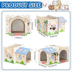 2 Story Cardboard Cat House with Scratcher Pad for Small Kitten,17x12x10 Multi Level Durable Cat Condo & Villa for Bunny Rabbit Small Animals Christmas Birthday Gift(17x12x10,Beach)