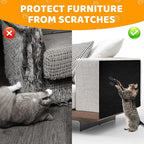 Cat Scratching Mat Self-Adhesive, 78.7'' x 15.8'' Trimmable Cat Scratch Pads Furniture Protector, DIY Climbing Cats Scratching Carpet for Couch, Door Frame or Wall Corner Protector (Black)
