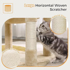 72” Cat Tree for Large Cats Big Cat Tower with Enlarged Hammock 21.6x17.7” Spacious Cats Condo House, Roomy Top Bed,Multiple Scratch Posts and Pad for Indoor Adult Cats (Beige, XLarge-72)