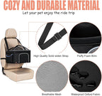 4-in-1 Cat Car Seat and Cat Carrier with Removable Wheels Booster Car Seats for Small Dogs Cats Comes with Shoulder Strap Clip-On Safety Leash and Thickened Pads, Pet Travel Carrier Bed up to 15lbs