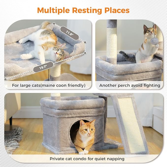 PEQULTI Small Cat Tree Tower for Large Adult Cats and PEQULTI Cat Tree Tower for Indoor Cats