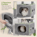 Globlazer Multi-Level Extra Large Tall Cat Tower 83 inch Sturdy Heavy Duty Cat Tree for Indoor Large Adult Cats Kittens with 2 Cat Condo, 8 Scratching Post, 2 Hammock, S83G, Light Grey