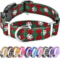 Hikiko Martingale Collar for Dogs with Buckle for Small Medium Large Dogs Soft Nylon Christmas Dog Collars Walking Training（Red Green Plaid,Small）