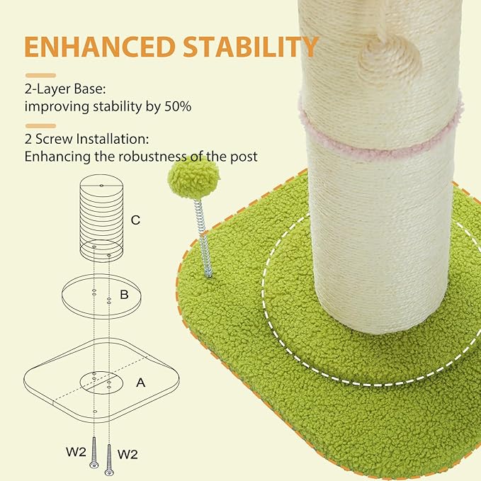 PEQULTI 4-in-1 Cactus Cat Tree, 33'' Cat Tower for Indoor Cats & Flower Cat Scratching Post, Small Cat Tree, Tall Cat Scratcher