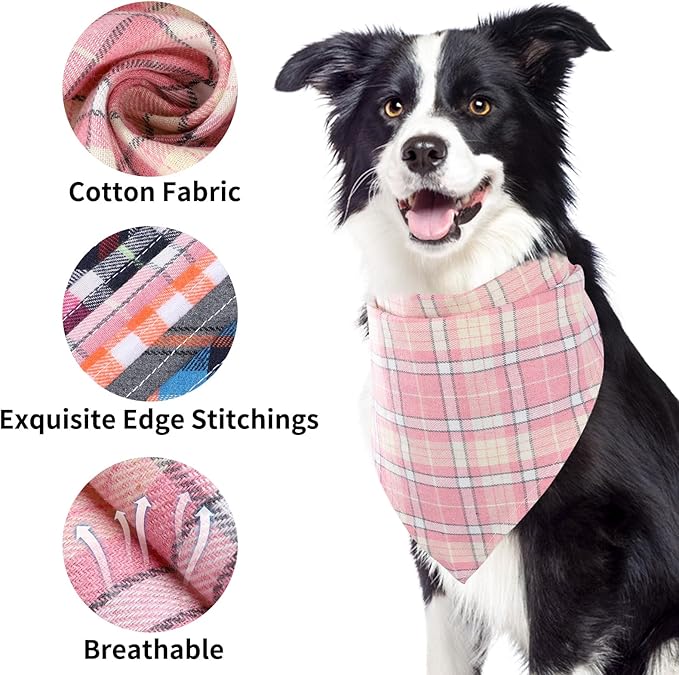 Segarty 30 Pack Large Dog Bibs, 27.56"x19.7" Pet Plaid Scarf Triangle Dog Bandanas Accessories Bulk for Medium Large Pets, Adjustable Reversible Pets Birthday Kerchief