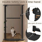 59" Extra Tall Pet Gate - Durable Metal Cat and Dog Gate With Double Safety Lock & Walk Thru Door for Indoor Stairs, Doorways, Hallways - Self Closing/Stay Open/Open Both Ways, Pressure Mounted