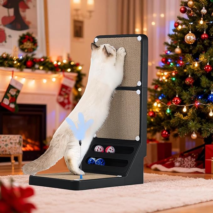 Cat Scratching Board Kitten Scratching Ball Wall Scratchers for Indoor Cats L Shaped Cat Scratcher Cats with Scratcher Pads Black