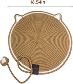 Cat Scratcher Mat, Natural Cotton Rope Cat Scratch Pad, 16.54'' Round Horizontal Floor Cat Scratching Pads for Indoor Cats, Cat Furniture Protector for Wall, Couch, Carpets, Sofas (White, Large)