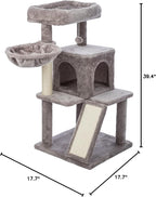 TRIXIE Pepito 39.4" Cat Tower, 3-Level Cat Tree with Sisal Scratching Posts and Ramp, Plush Condo and Hammock