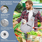 CUBY Dog and Cat Sling Carrier - Hands Free Breathable Mesh Small Dog Sling Carrier-Soft Pouch and Tote Design-Suitable for Puppy, Small Dog Cat Pets Carriers Sling Outdoor(Grey-Mesh,Adjust Strap 2.0)