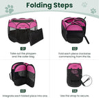 Love's cabin Pet Puppy Dog Playpen, Medium Dog Tent Crates Cage Indoor/Outdoor, Portable Playpen for Cat, Foldable Pop Up Dog Kennel Playpen with Carring Case, Removable Zipper Top, Pink