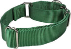 Mikivery Martingale Dog Collar Nylon Adjustable and Safety Training Colourful Comfortable Metal Buckle Pet Collars for Small Medium and Large Dogs(Dark Green,L)