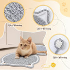 25.6 Inch Large Scratching Mat for Indoor Cats Natural Cotton Rope Flat Scratcher with Ear Hooks and Ball Toy Cat Scratch Rug Pad for Wall, Couch, Carpets, Sofas(Light Gray)