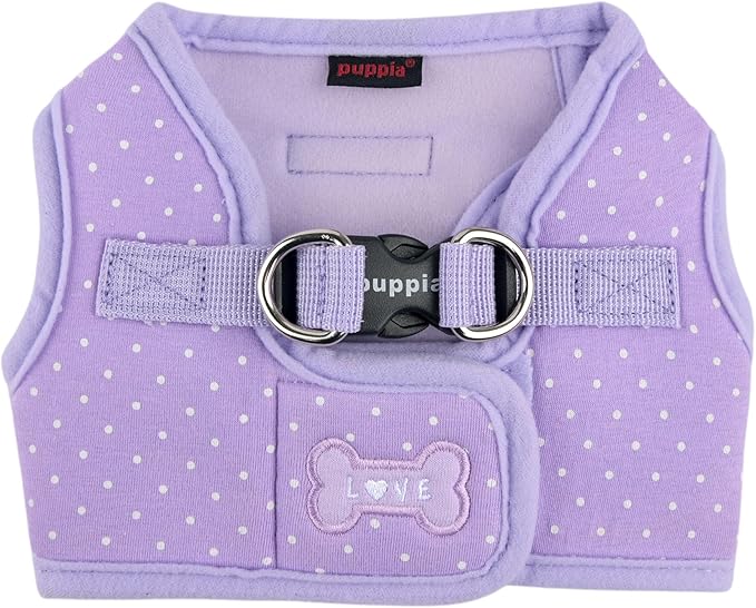 Puppia Dotty Dog Vest Harness B (Step-in) Fashionable Polka Dot Pattern Spring Summer Harness for Small Dogs, Violet, Large