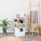 Trixie Lucano Cat Tree, 39.8-in Cat Tower with 8 Jute Scratching Posts & Plush & Sisal Covered Condo, Sturdy Base, Interactive Pom-Poms, Indoor Furniture for Climbing & Relaxation, Brown