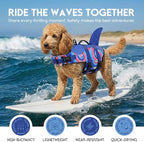 ASENKU Dog Life Jacket, High Grade Polyester Oxford Nylon, Quick Drying, Proper Drainage, Shark Design, for Small Dogs, Blue Bandhnu