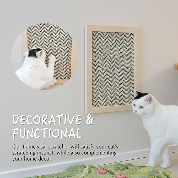 PETKARAY Sisal Corner Cat Scratcher, 22" Large Cat Wall Scratcher, Scratching Post for Indoor Cats, Wall Mounted Sisal Scratch Pad with Toy Ball