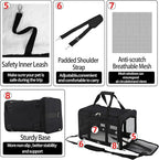 Soft Sided Cat/Dog Carrier,Collapsible Pets Travel Carriers for Pet/Puppy with Shoulder Strap & Removable Mat,Mesh Top Load Small Dogs/Cats Carry Bag Up to 17 Lbs TSA Airline Approved（Black,M）