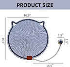 Cat Scratcher Mat, Natural Cotton Rope Cat Scratching Pad, 16.9'' Round Cat Wall & Floor Scratch Pad, Durable Double - Sided Cat Scratcher, Furniture Protector for Wall, Sofa, Couch, Carpet, Beige