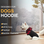 Dog Christmas Hoodie for Small Medium Large Dogs, Fleece Plaid Pet Hooded Clothes Sweater with Hat & Pocket for Cold Weather Winter,Warm Soft Pullover Sweatshirt Coat Outfit for Puppy Girls Boys S-M
