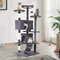 54 Inch Tall Cat Tree Tower - Multi-Level Cat Condo with Scratching Post, Toys & Rest Area, Light Grey