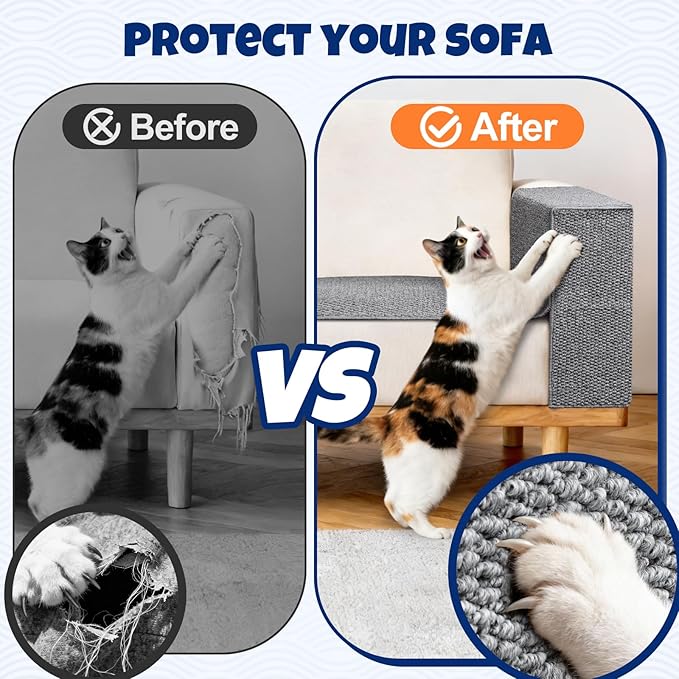Cat Scratcher Couch Protector - Couch Corner & Armrest Protectors for Cats, Furniture Sofa Protector from Cat Claws Scratch