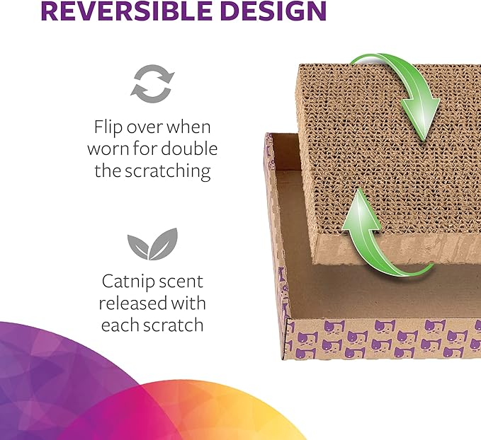 SmartyKat Super Scratcher+ Corrugated Cat Scratcher, Catnip Infusion Technology - Brown, Double Wide