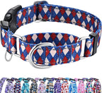 Reflective Martingale Dog Collar with Buckle Soft Nylon Geometric Patterns Pet Collars for Extra Small Dogs (Argyle, XS)