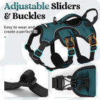 rabbitgoo Escape Proof Dog Harness Small Sized Dog, Soft Padded Full Body Pet Harness, Reflective Adjustable Vest with Lift Handle and Leash Clip for Walking Hiking Training, Dark Green, S