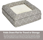 MidWest Homes for Pets Feline Nuvo Curious Cat Cube, Foldable Cat Hideout with Toy, Bolstered Bed Top, Mushroom Diamond, Faux Fur
