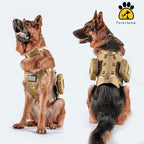 Forestpaw Dog Harness for Large Dogs,Tactical Dog Harness with Handle,No Pull Military Style Service Dog Vest with Pockets Adjustable for Walking Training,Brown,Chest 21.5-45"