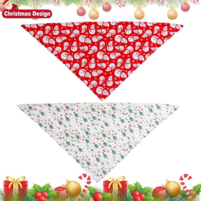 ADOGGYGO 4 Pack Dog Bandana Christmas Pet Scarf Triangle Bibs Kerchief Set Pet Christmas Costume Accessories Decoration for Large and X-Large Dogs (X-Large)