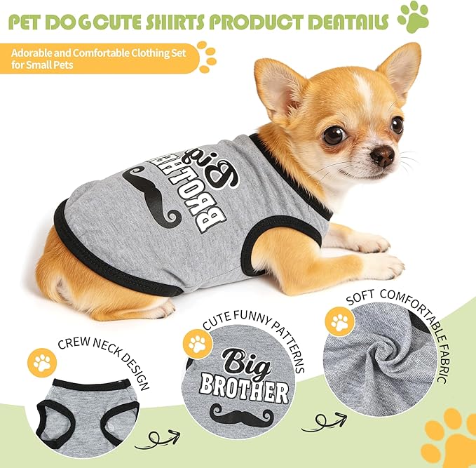3 Pieces Dog Shirts Spring Dog Clothes for Small Dogs Girl Boy Cute Summer Chihuahua Clothes Soft Puppy Pet T Shirts XXS~M (Red,Black,Grey, Small)