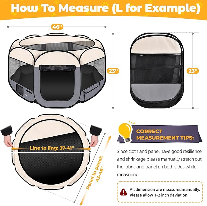 Dog Playpen 45", HOMAGICO Pet Playpen for Indoor Cats Enclosed, Portable Dog Cage Outdoor Tent Crate with Carrying Case, Water-Resistant and Removable Shade Cover, Grey