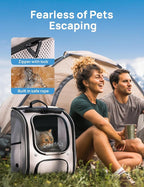 Pecute Cat Backpack Carrier, Large Space Cat Bubble Backpack, Breathable Cat Carrier, Shaded Dog Backpack Carrier, Ergonomic 3D Design for Travel, Hiking, Walk, Suitable for Shopping, Car, Vet, Khaki