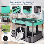 Dog Playpen,Pet Playpen,Foldable Puppy Cat Playpen,Portable Exercise Kennel Tent Crate,Water-Resistant Breathable Shade Cover, Indoor Outdoor Travel Camping Use for Small Animals with Carrying Case(S)
